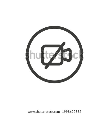 Unavailable video camera icon on white background.