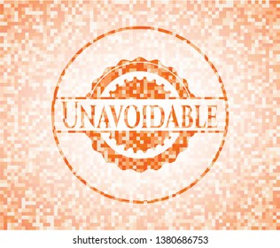 Unavoidable abstract orange mosaic emblem with background