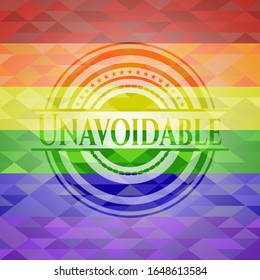 Unavoidable lgbt colors emblem. Vector Illustration. Mosaic.