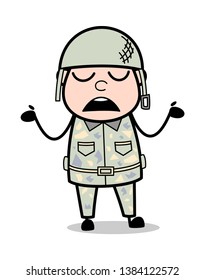 Unaware - Cute Army Man Cartoon Soldier Vector Illustration