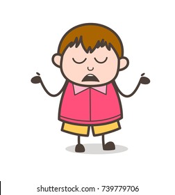 Unaware Expression - Cute Cartoon Fat Kid Illustration