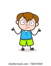 Unaware Face Expression - Cute Cartoon Boy Illustration