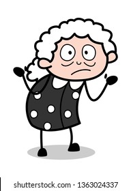 Unaware - Old Cartoon Granny Vector Illustration
