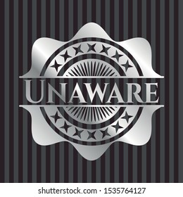 Unaware silver emblem or badge. Vector Illustration. Mosaic.