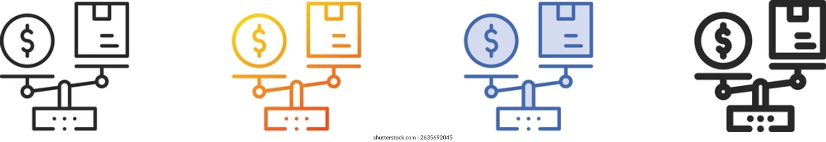 ícone desequilibrado.Linear fino, gradiente, traçado azul e negrito Design isolado no plano de fundo branco