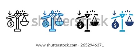 Unbalanced Scale icon Multi Style Vector Illustration
