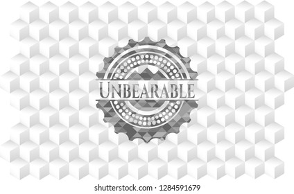 Unbearable grey badge with geometric cube white background