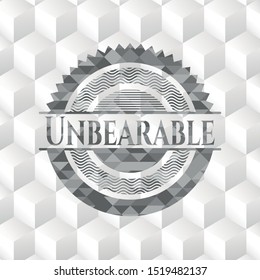 Unbearable grey badge with geometric cube white background
