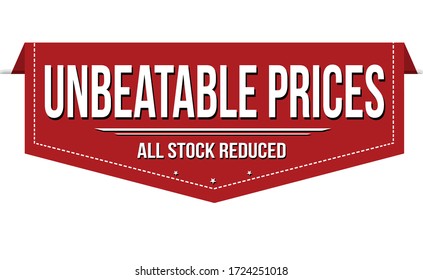 Unbeatable prices banner design on white background, vector illustration