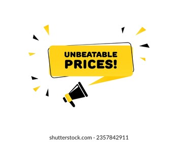 Unbeatable prices icon. Flat, yellow, unbeatable prices, price icon. Vector icon