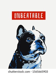 unbeatable slogan with dog graphic illustration