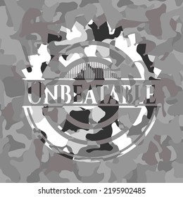 Unbeatable written on a grey camo texture 