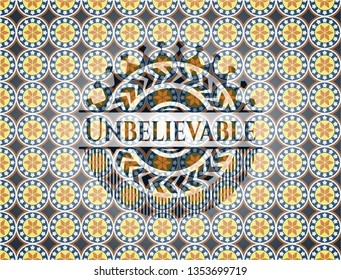 Unbelievable arabic style badge. Arabesque decoration.