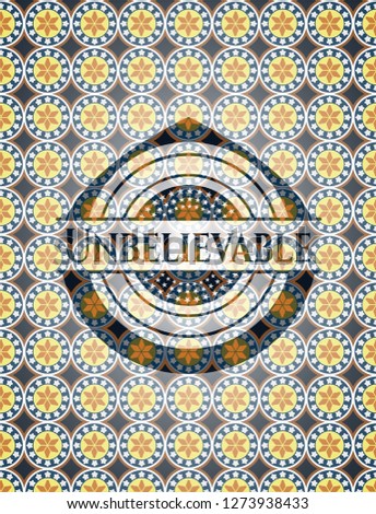 Unbelievable arabic style badge. Arabesque decoration.
