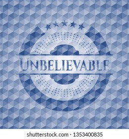 Unbelievable blue emblem with geometric pattern.