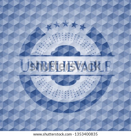 Unbelievable blue emblem with geometric pattern.