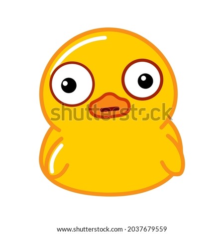 unbelievable expression of Cute Yellow Duck isolated in white background