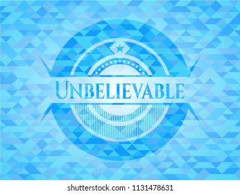 Unbelievable light blue emblem. Mosaic background