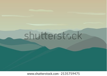 Unbelievable mountain landscape. Vector illustration. Exciting view. Great mountains