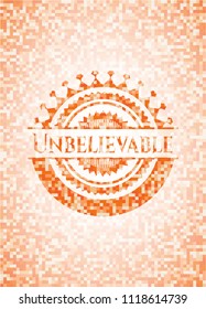 Unbelievable orange mosaic emblem with background