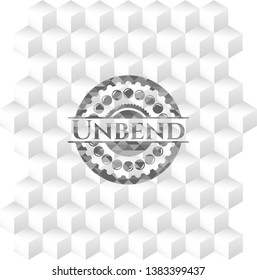Unbend grey emblem with cube white background
