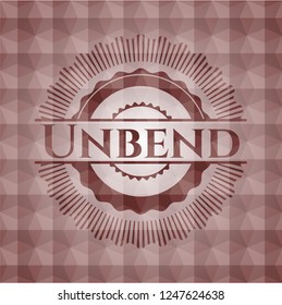 Unbend red badge with geometric pattern. Seamless.