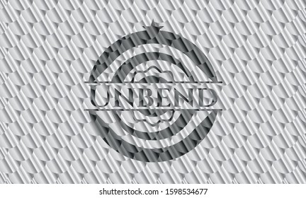 Unbend shiny silver badge. Scales pattern. Vector Illustration. Detailed.