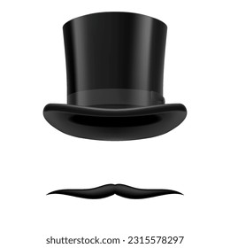 unbent moustaches and stovepipe hat