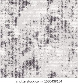 Unbleached Gray French Linen Texture Background. Old Blotched Seamless Pattern. Distressed Irregular Torn Weave Fabric . Neutral Ecru Jute Burlap Cloth Overlay. Vector EPS10 Repeat Tile