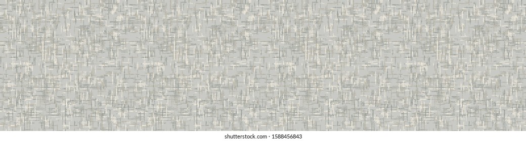 Unbleached Vector Gray French Linen Texture Banner Background. Old Ecru Flax Fibre Seamless Border Pattern. Distressed Irregular Torn Weave Fabric . Neutral Ecru Jute Burlap Cloth Ribbon Trim EPS10 