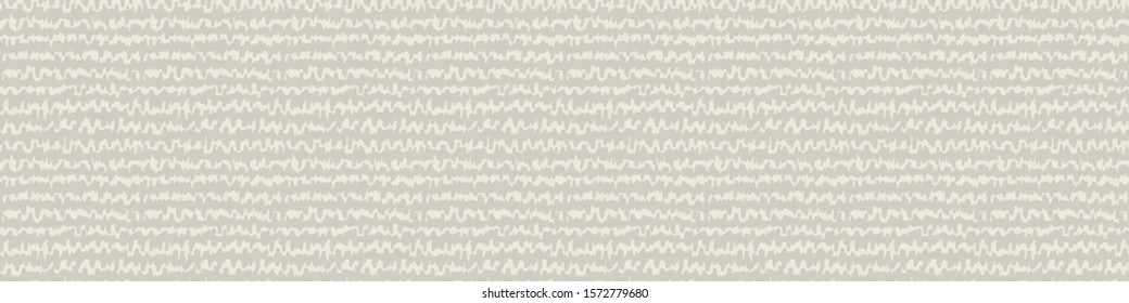 Unbleached White Gray French Linen Banner. Striped Texture Border Background. Ecru Flax Fibre Seamless Pattern. Organic Horizontal Irregular Woven Line . Off White Cloth Canvas Effect. Vector EPS10
