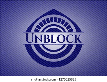 Unblock emblem with denim texture