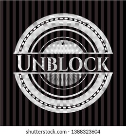 Unblock silver badge or emblem. Vector Illustration. Mosaic.