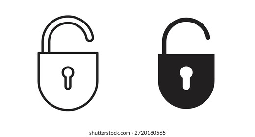 Icono desbloqueado en el diseño de línea. Sencillo Vector de iconos