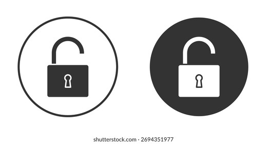 Ícone Desbloqueado. Ilustração de vetor simples. Conjunto de Ícones de Silhueta.