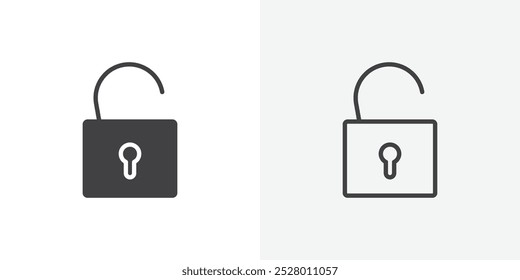 Icono de Vector desbloqueado en color blanco y negro.