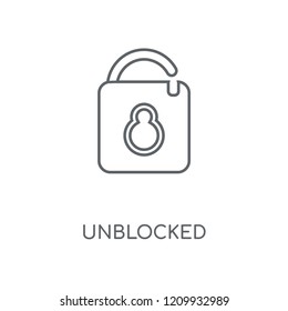 Unblocked linear icon. Unblocked concept stroke symbol design. Thin graphic elements vector illustration, outline pattern on a white background, eps 10.