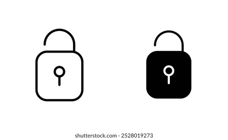 Icono de Vector desbloqueado en color blanco y negro.