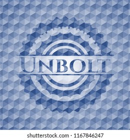 Unbolt blue badge with geometric pattern.