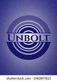 Unbolt emblem with denim texture. Vector Illustration. Detailed. 