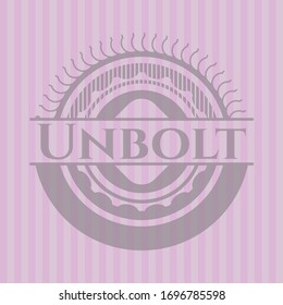 Unbolt realistic pink emblem. Vector Illustration. Detailed.