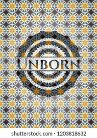 Unborn arabic emblem background. Arabesque decoration.