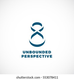Unbounded Perspective Abstract Concept. Vector Emblem, Sign or Logo Template. Infinity Symbol in a Negative Space Flat Style. Isolated.