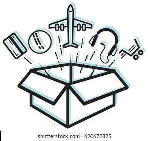 Unbox Surprise Icon Illustration