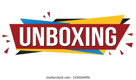 Unboxing banner design on white background, vector illustration