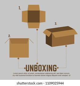 Unboxing brown box icon set vector illustration