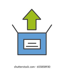 Unboxing color icon. Box unpacking. Isolated vector illustration