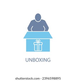 Unboxing concept line icon. Simple element illustration. Unboxing concept outline symbol design.