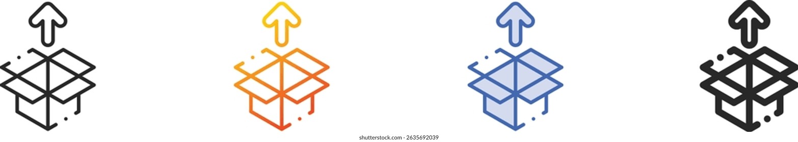 Unboxing icon.Thin Linear, Gradient, Blue Stroke and bold Style Design Isolated On White Background