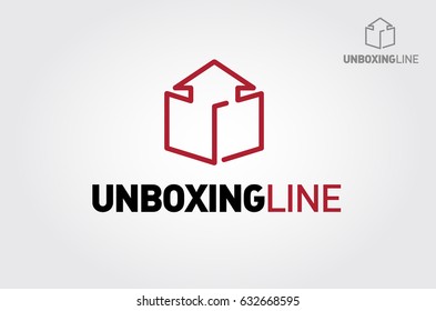 Unboxing line Logo Template. Abstract vector logo illustration. This is an excellent Logo template suitable for your company, in order to improve its communication process.